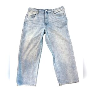 Free Assembly Women's Cropped Wide High Rise Straight Jeans size 18 Light Indigo